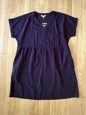 BRIGGS Black Linen Blend V Neck Shift Dress XXL NWT Pockets